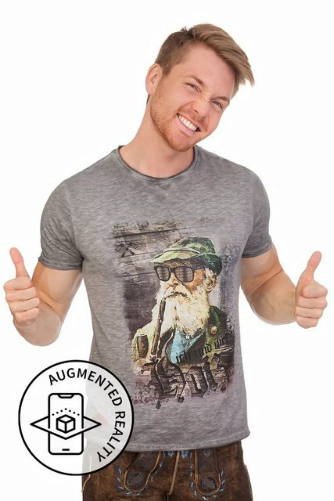 Hangowear Trachtenshirt Trachtenshirt Herren - FRITZ - grau, schlamm günstig online kaufen