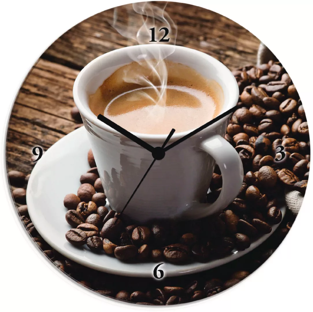 Artland Wanduhr "Heißer Kaffee - dampfender Kaffee" günstig online kaufen
