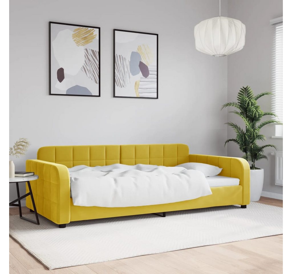 vidaXL Gästebett Tagesbett Gelb 100x200 cm Samt Gästebett Gästecouch Gästes günstig online kaufen