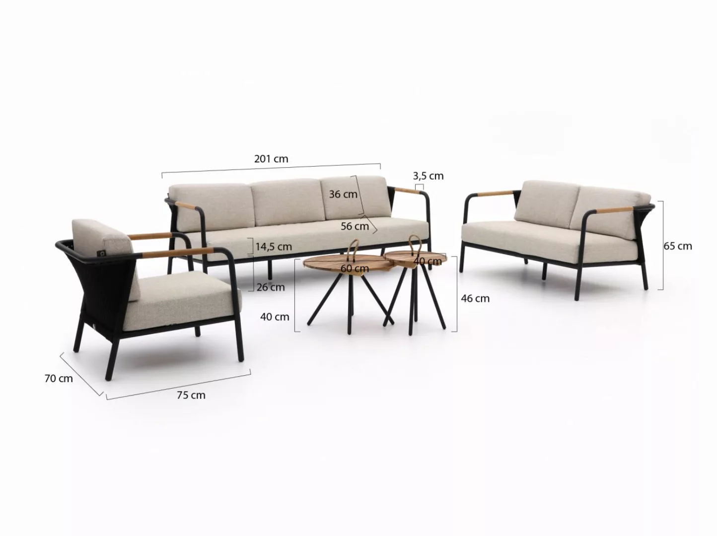 Apple Bee Elle Sessel-Sofa Lounge-Set 5-teilig günstig online kaufen