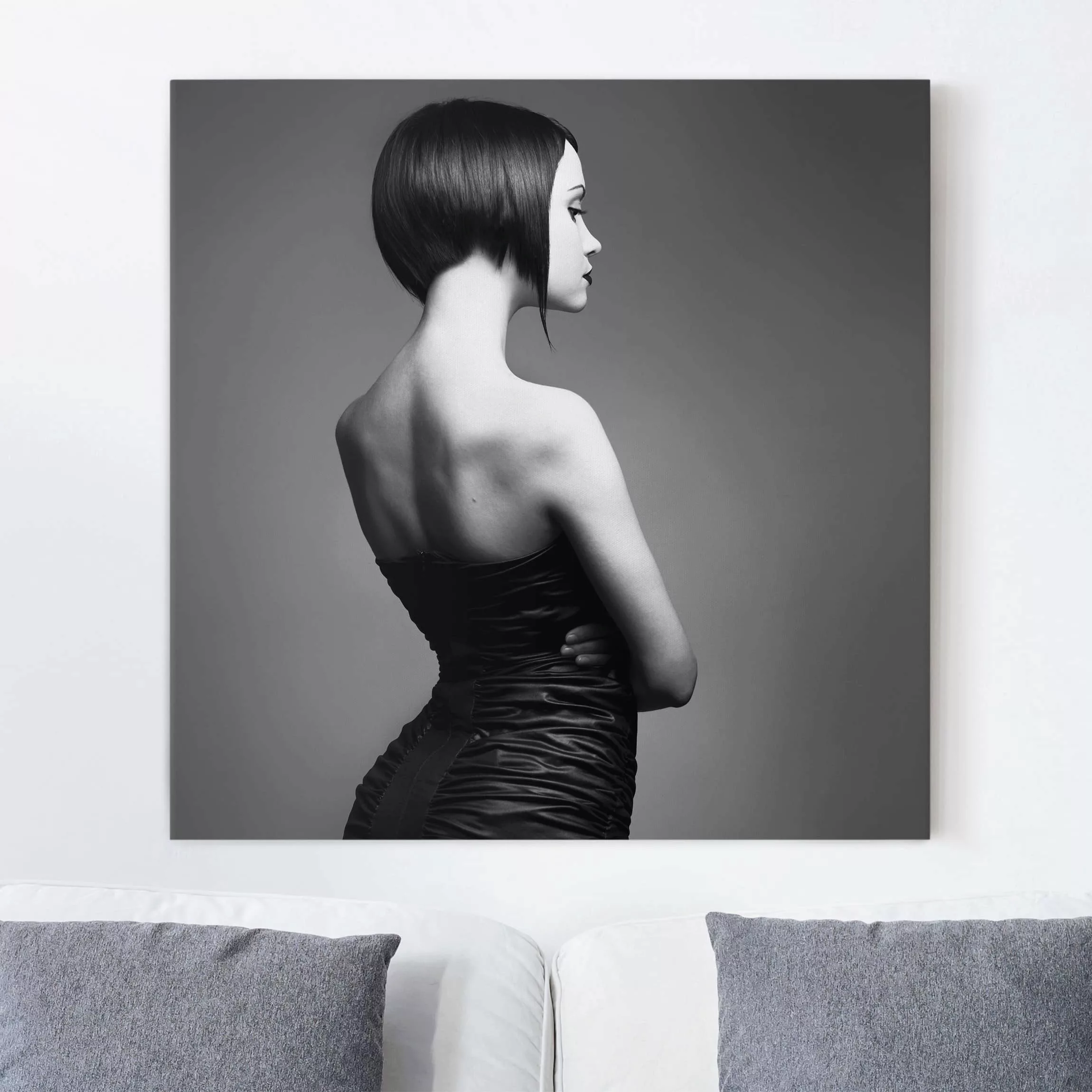 Leinwandbild Schwarz-Weiß - Quadrat Elegant Silhouette günstig online kaufen