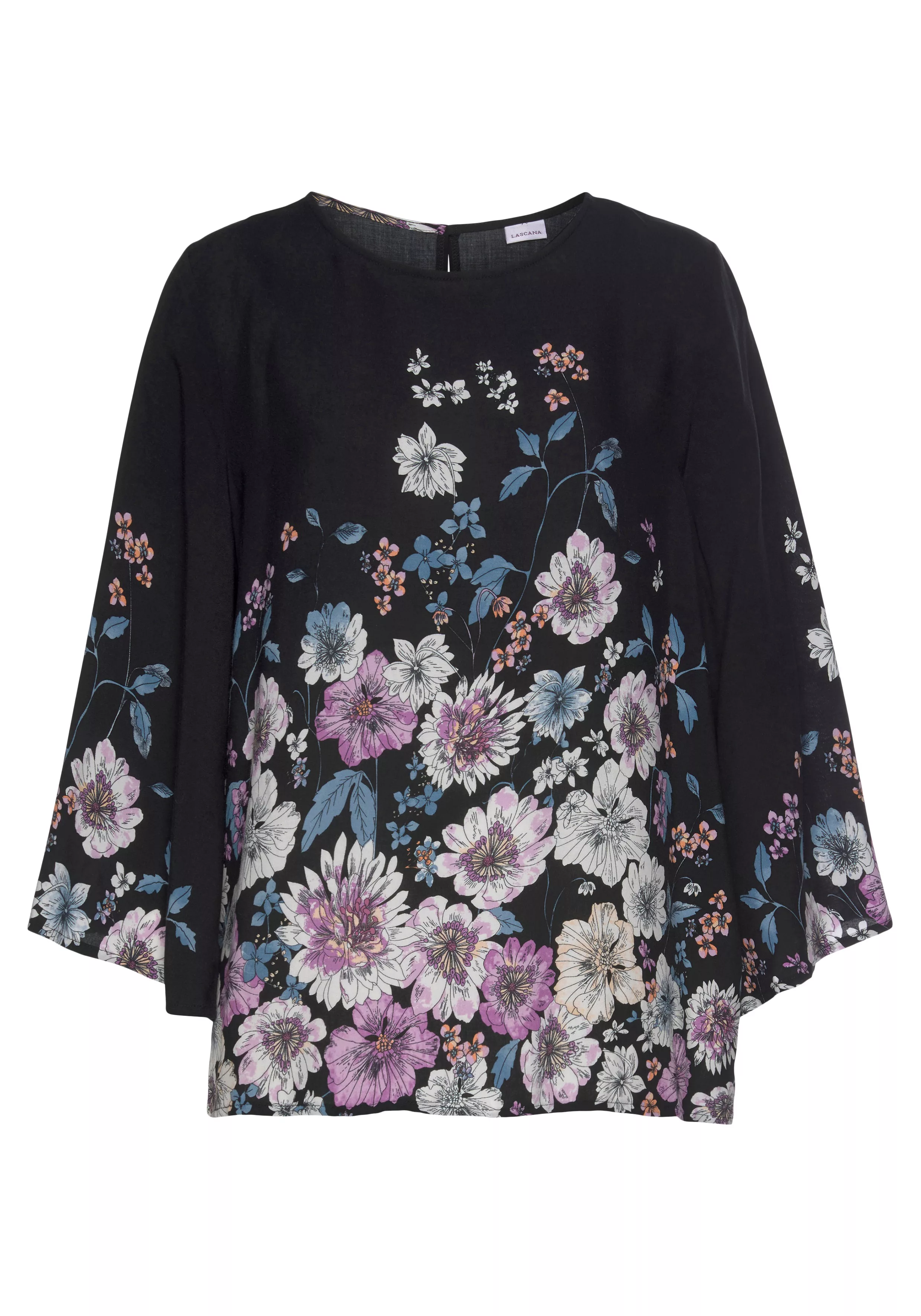 LASCANA Schlupfbluse mit Blumenprint und Trompetenärmeln, Blusenshirt, somm günstig online kaufen