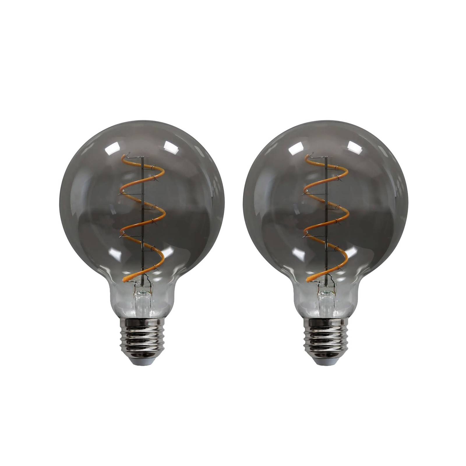 E27 3,8W LED-Globelampe, G95, 1800K, smoke 2er-Set günstig online kaufen