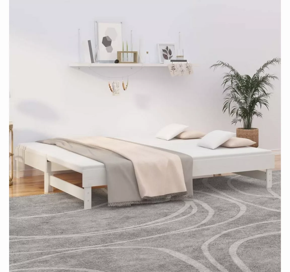 vidaXL Gästebett Gästebett Tagesbett Ausziehbar Weiß 2x90x200 cm Massivholz günstig online kaufen