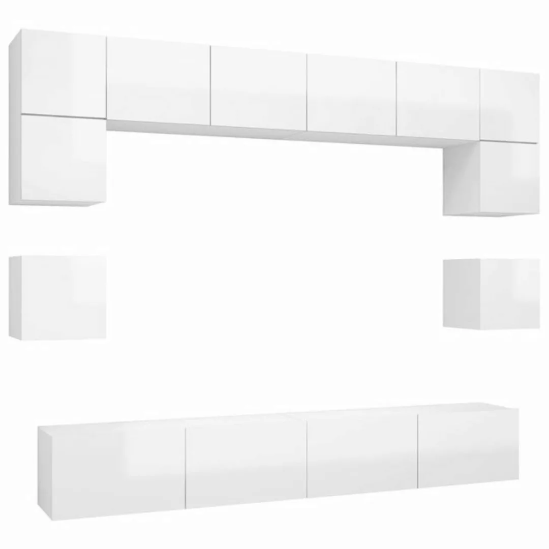 furnicato TV-Schrank 8-tlg. TV-Schrank-Set Hochglanz-Weiß Holzwerkstoff (1- günstig online kaufen