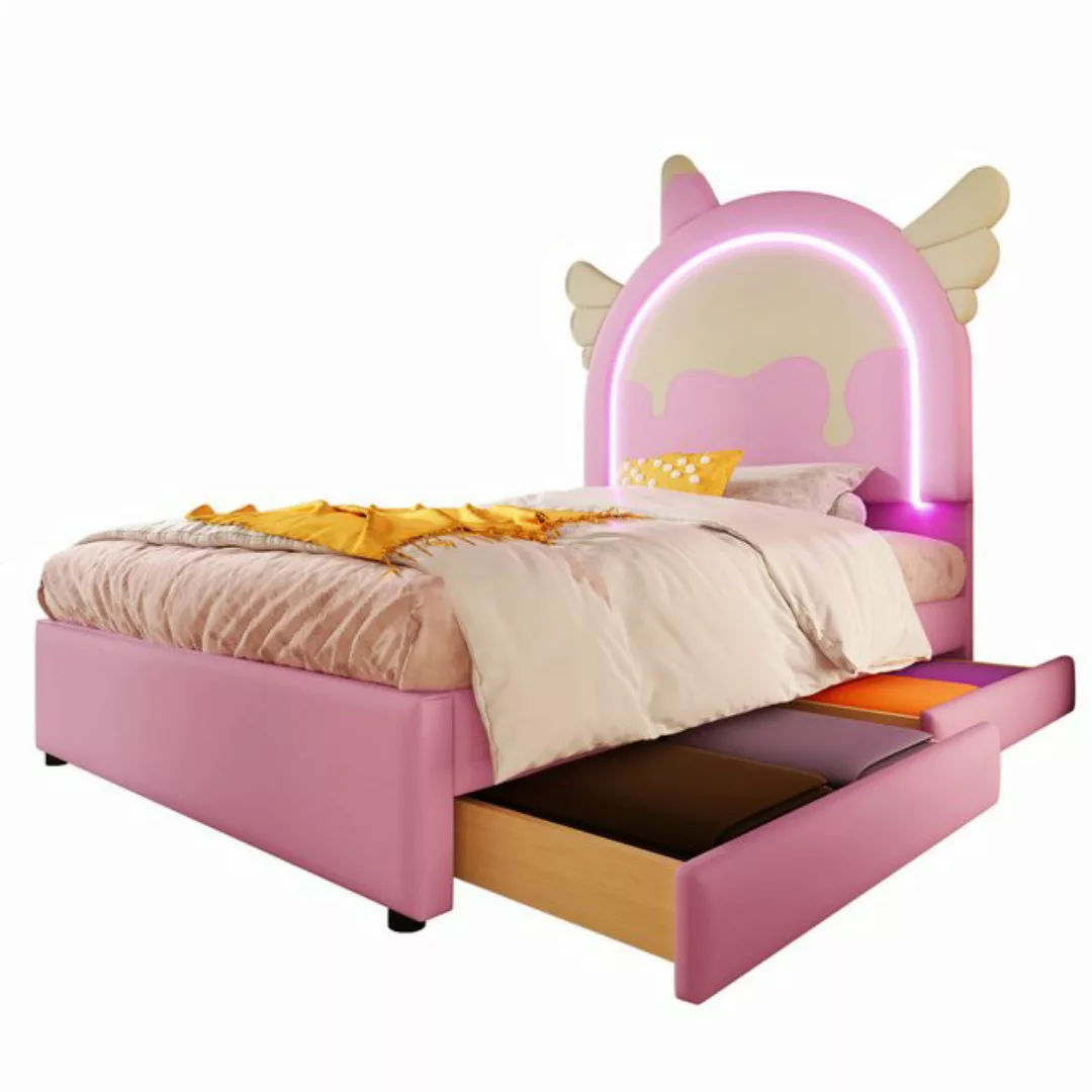 Gotagee Polsterbett Einzelbett 90x200cm Jugendbett PU Gästebett Mädchenbett günstig online kaufen