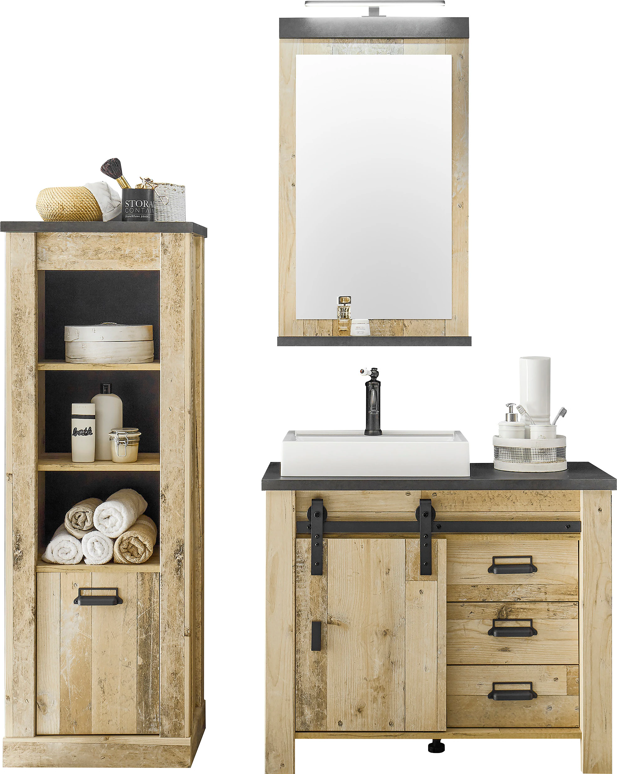 Home affaire Badmöbel-Set "SHERWOOD, Bad im modernen Design, 3-teiliges Bad günstig online kaufen