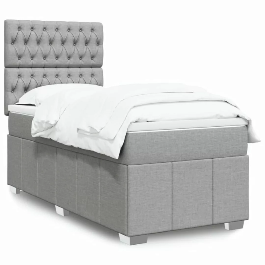 vidaXL Boxspringbett, Boxspringbett mit Matratze Hellgrau 90x190 cm Stoff günstig online kaufen