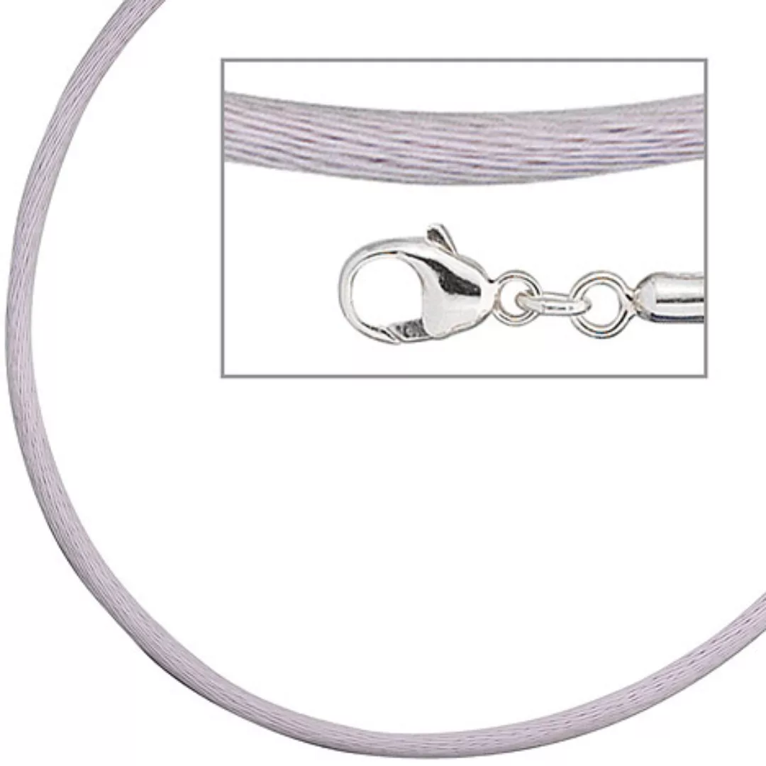 SIGO Collier Halskette Seide flieder 2,8 mm 42 cm, Verschluss 925 Silber Ke günstig online kaufen