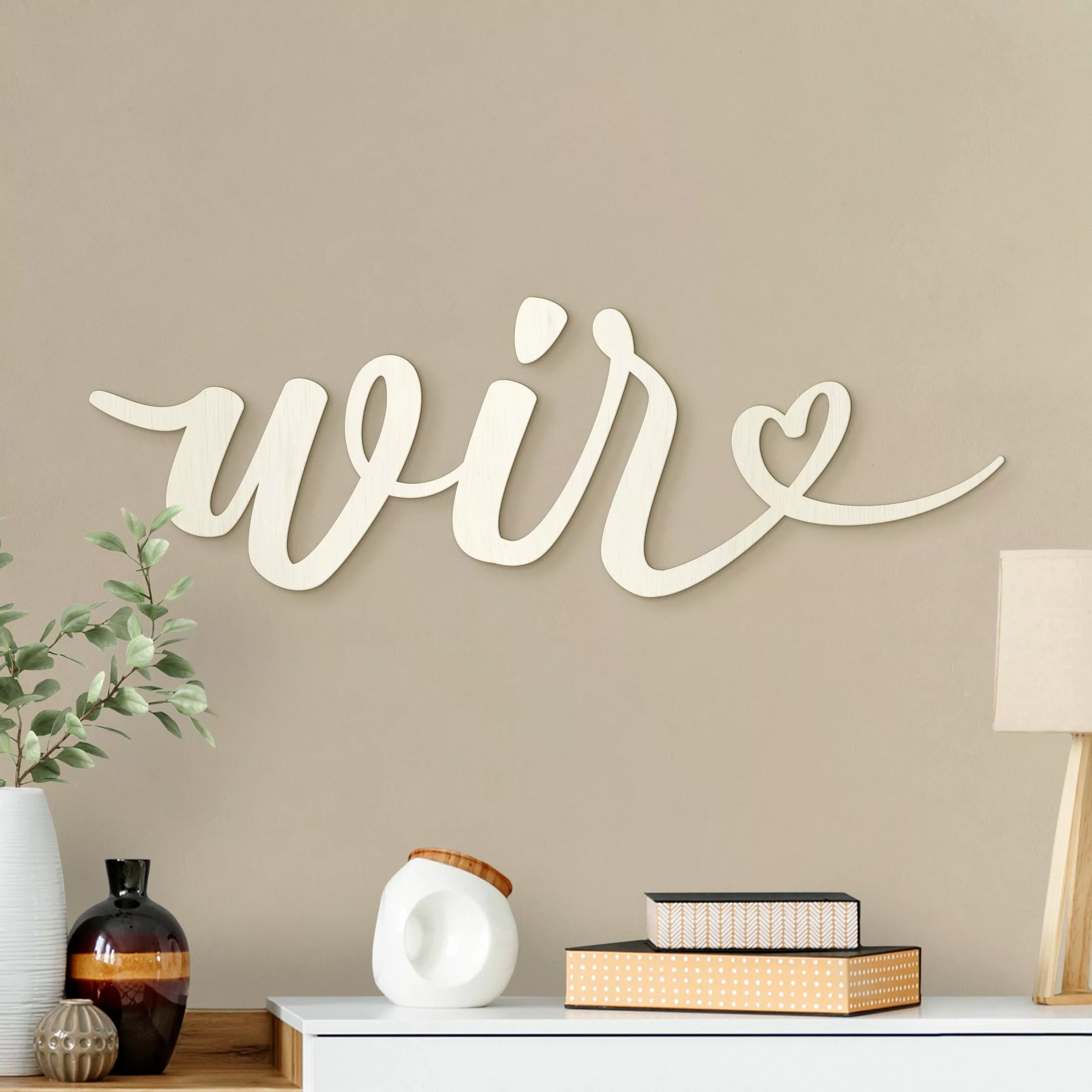 Wanddeko Holz 3D-Schriftzug Wir Handlettering günstig online kaufen