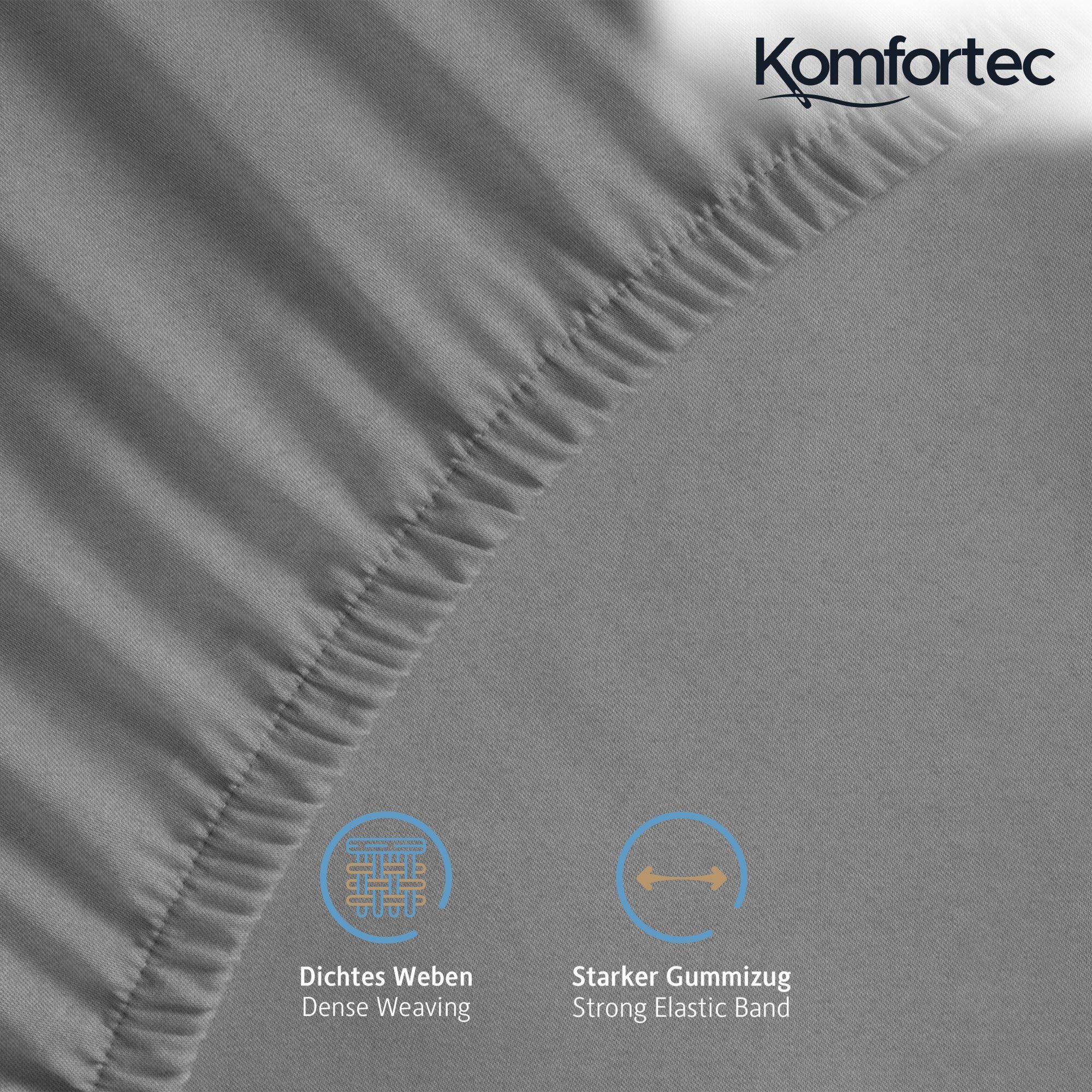Komfortec Spannbettlaken Jersey Spannbettuch, 90x200, 140x200, günstig online kaufen