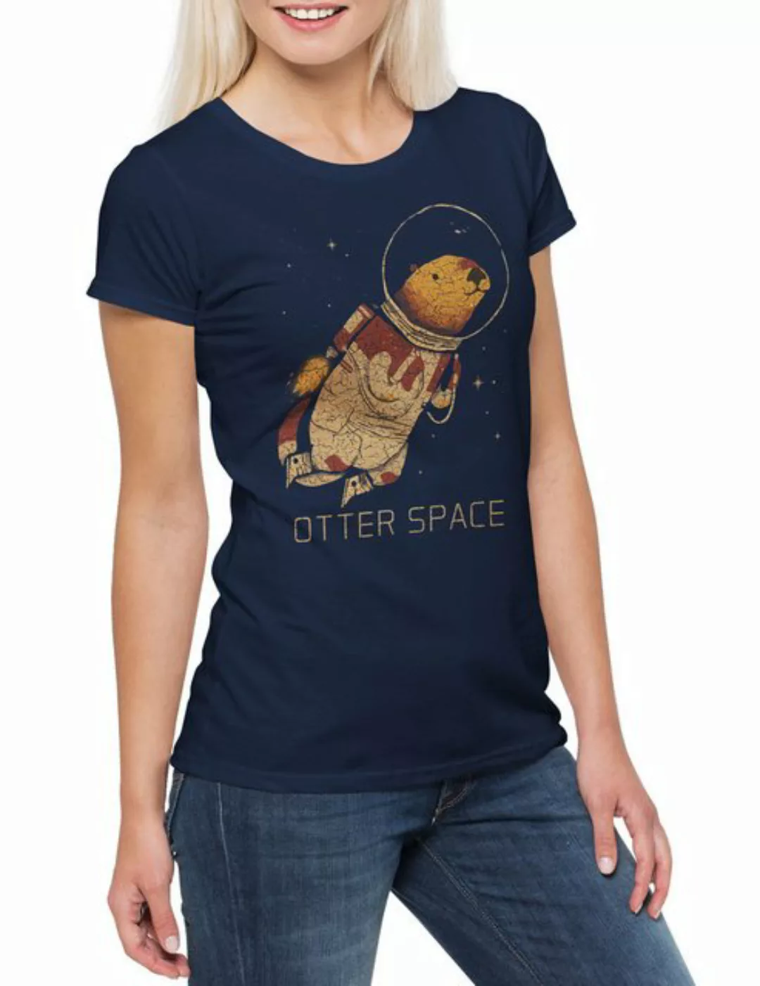 Urban Backwoods Print-Shirt Otter Space Damen T-Shirt Wildlife lontra nutri günstig online kaufen