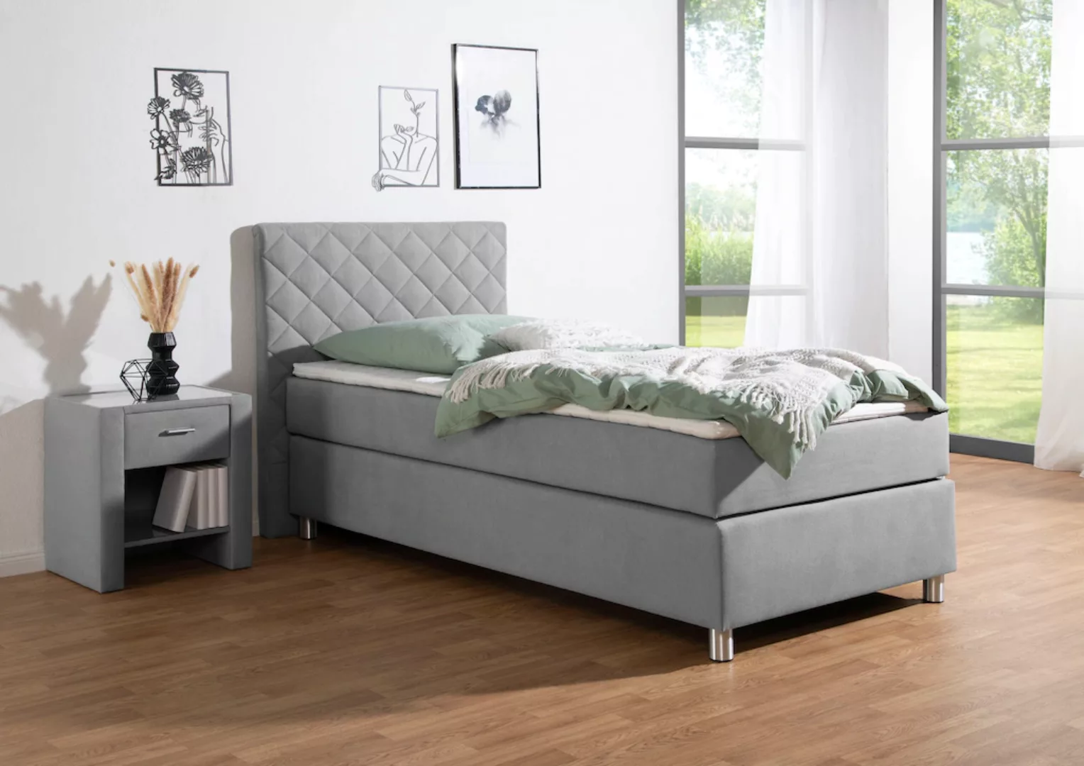 Leonique Boxspringbett »Bernard, in verschiedenen Breiten«, inkl. Topper, M günstig online kaufen