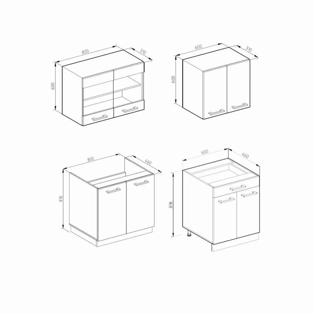 Vicco Küchenzeile R-Line, Weiß/Anthrazit, 140 cm günstig online kaufen