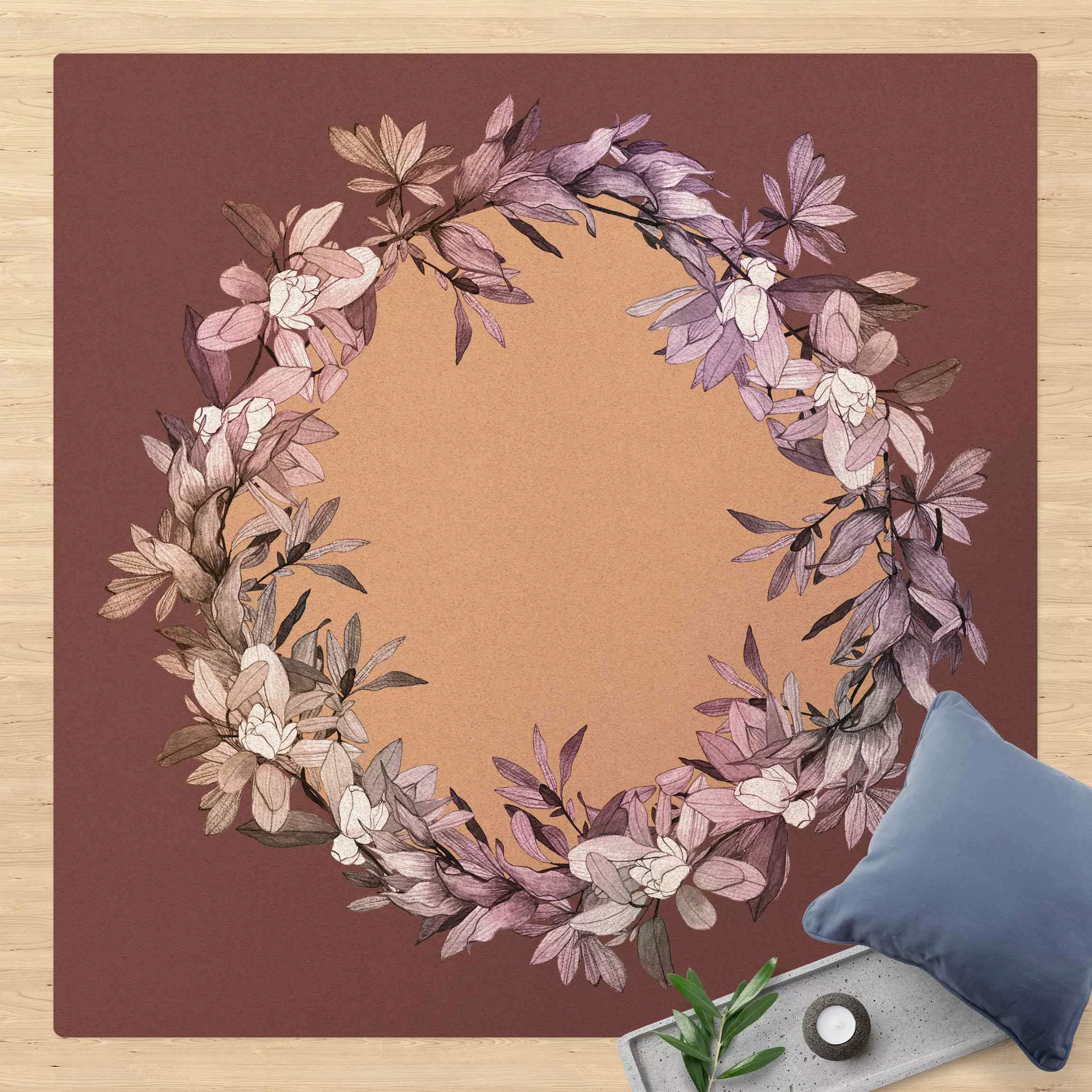 Kork-Teppich Romantischer Blütenkranz Flieder günstig online kaufen