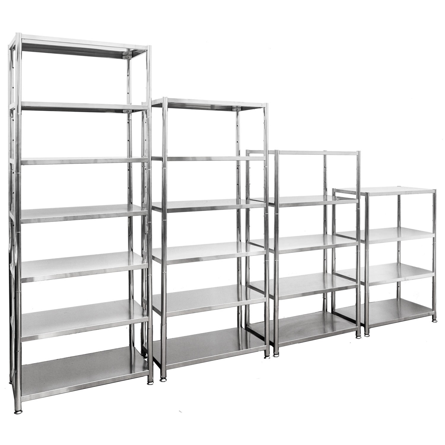 shelfr Edelstahlregal mit 4 bis 7 Ebenen 296x41x200 cm Silber günstig online kaufen