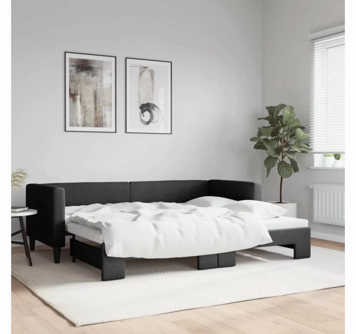 vidaXL Gästebett Gästebett Tagesbett Ausziehbar Schwarz 80x200 cm Stoff Bet günstig online kaufen