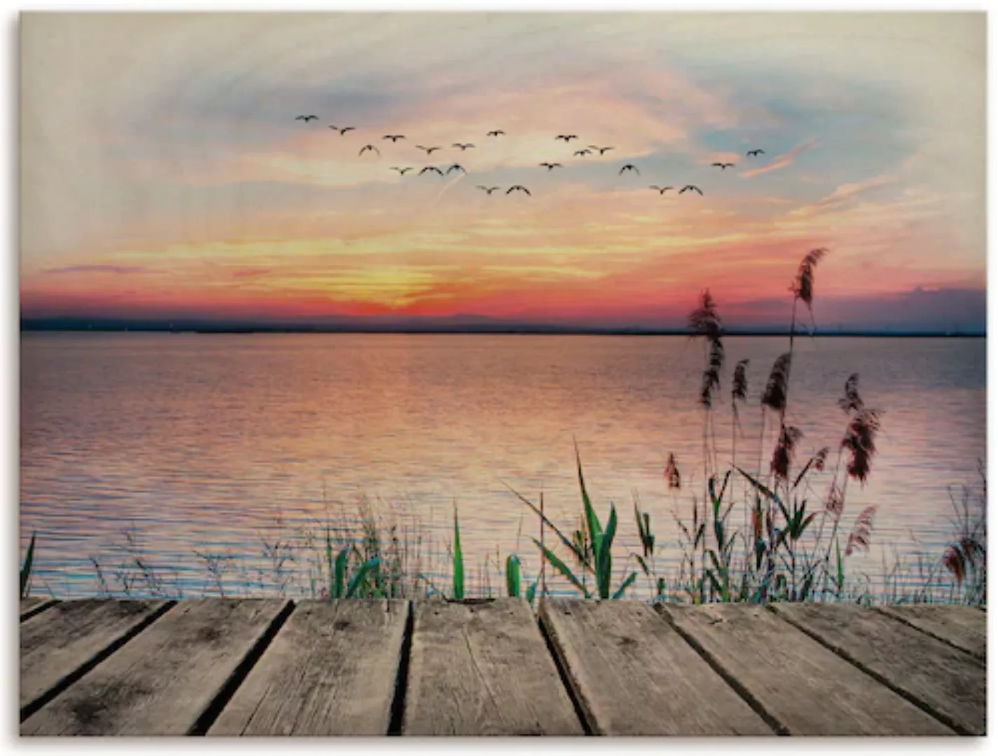 Artland Holzbild "Der See in den Farben der Wolken", Seebilder, (1 St.) günstig online kaufen