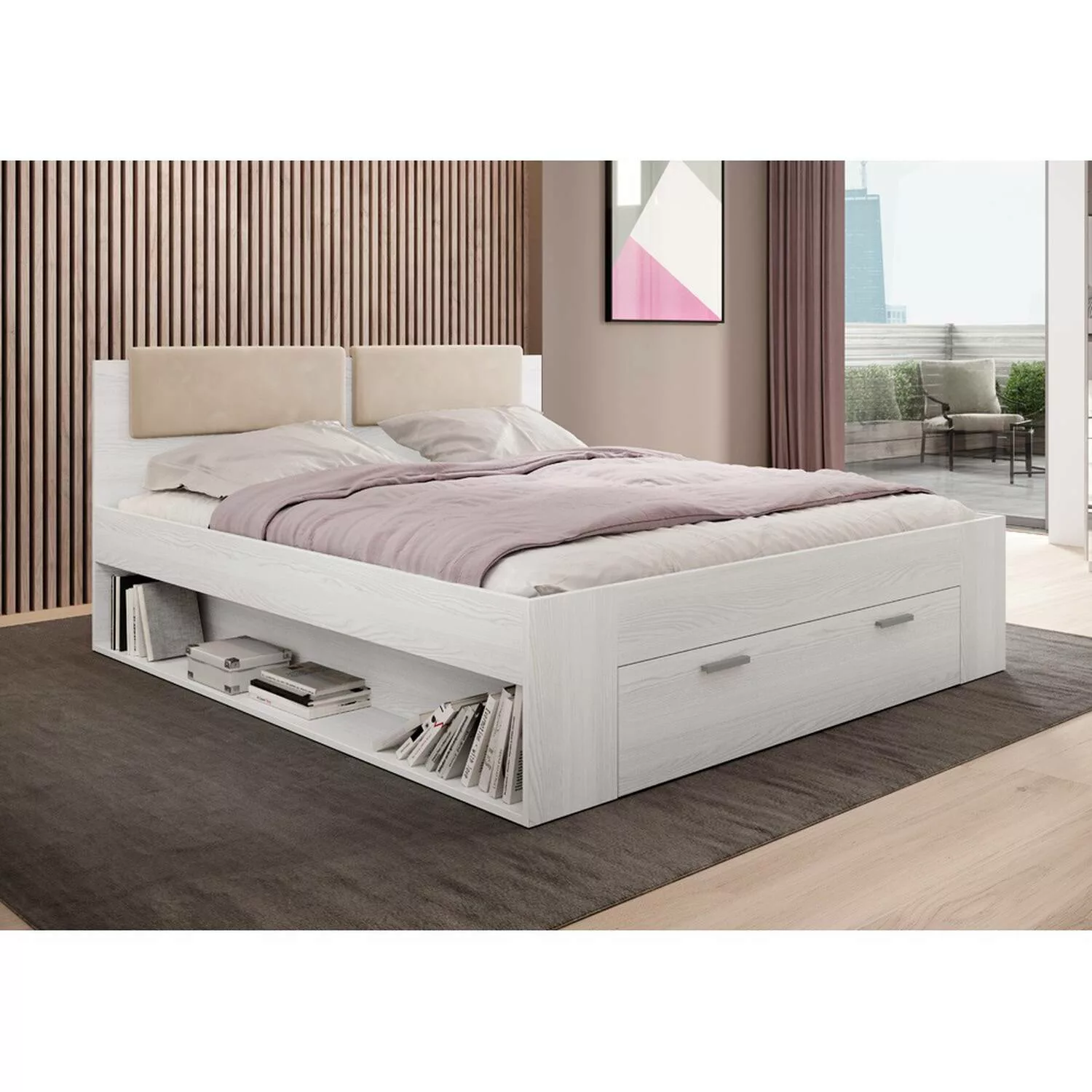 Doppelbett Schlafzimmer mit Liegefläche 180/200 cm GRAZ-83 in Abisko Eiche günstig online kaufen