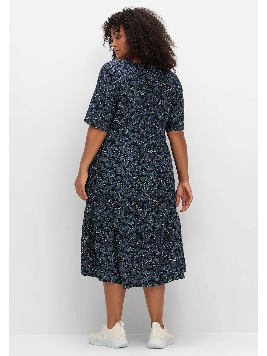 Sheego Midikleid "Große Größen", in A-Linie, mit maritimem Print und Seiten günstig online kaufen