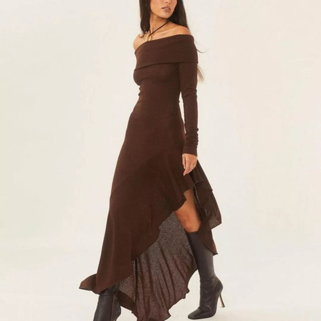 jalleria Dirndl Schulterfreies Damenkleid, langen Ärmeln und unregelmäßigen günstig online kaufen
