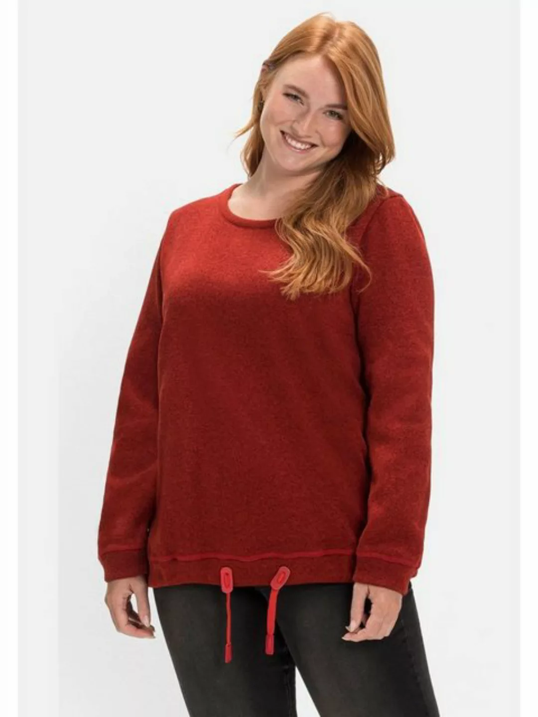 Sheego Sweatshirt "Große Größen", aus Strickfleece, mit Saum-Tunnelzug günstig online kaufen