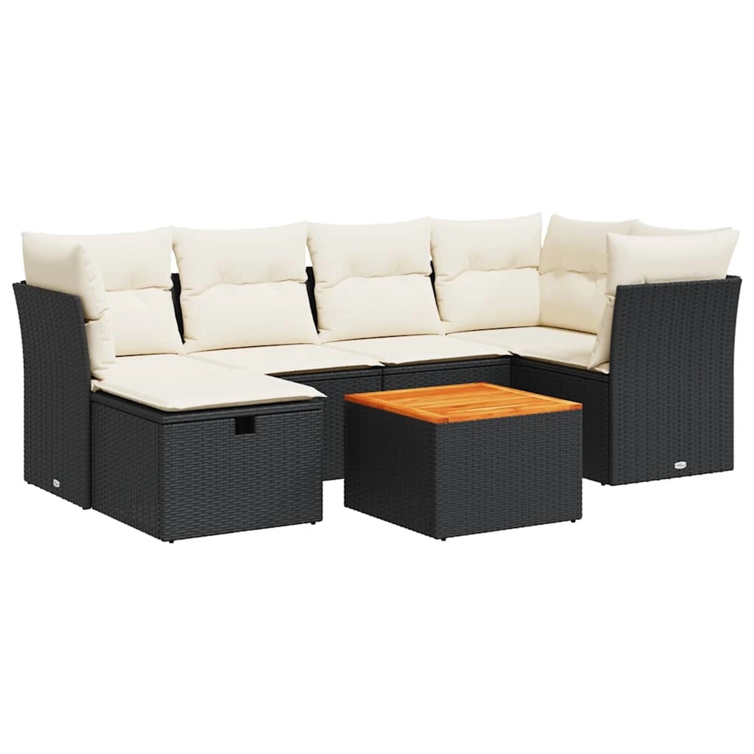 vidaXL 7-Tlg Garten-Sofagarnitur mit Kissen Schwarz Poly Rattan 3325759 günstig online kaufen