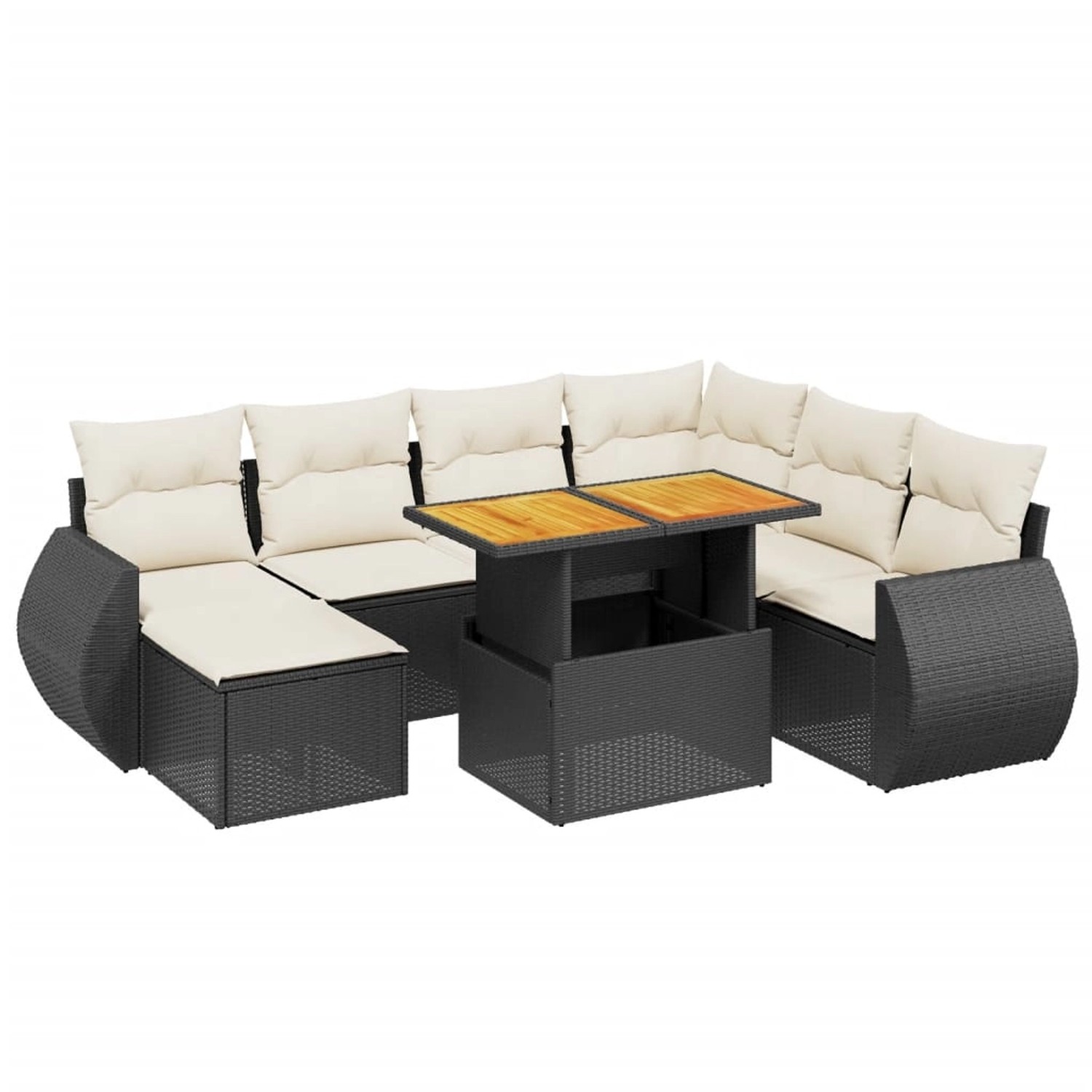 vidaXL 8-Tlg Garten-Sofagarnitur mit Kissen Schwarz Poly Rattan 3275828 günstig online kaufen