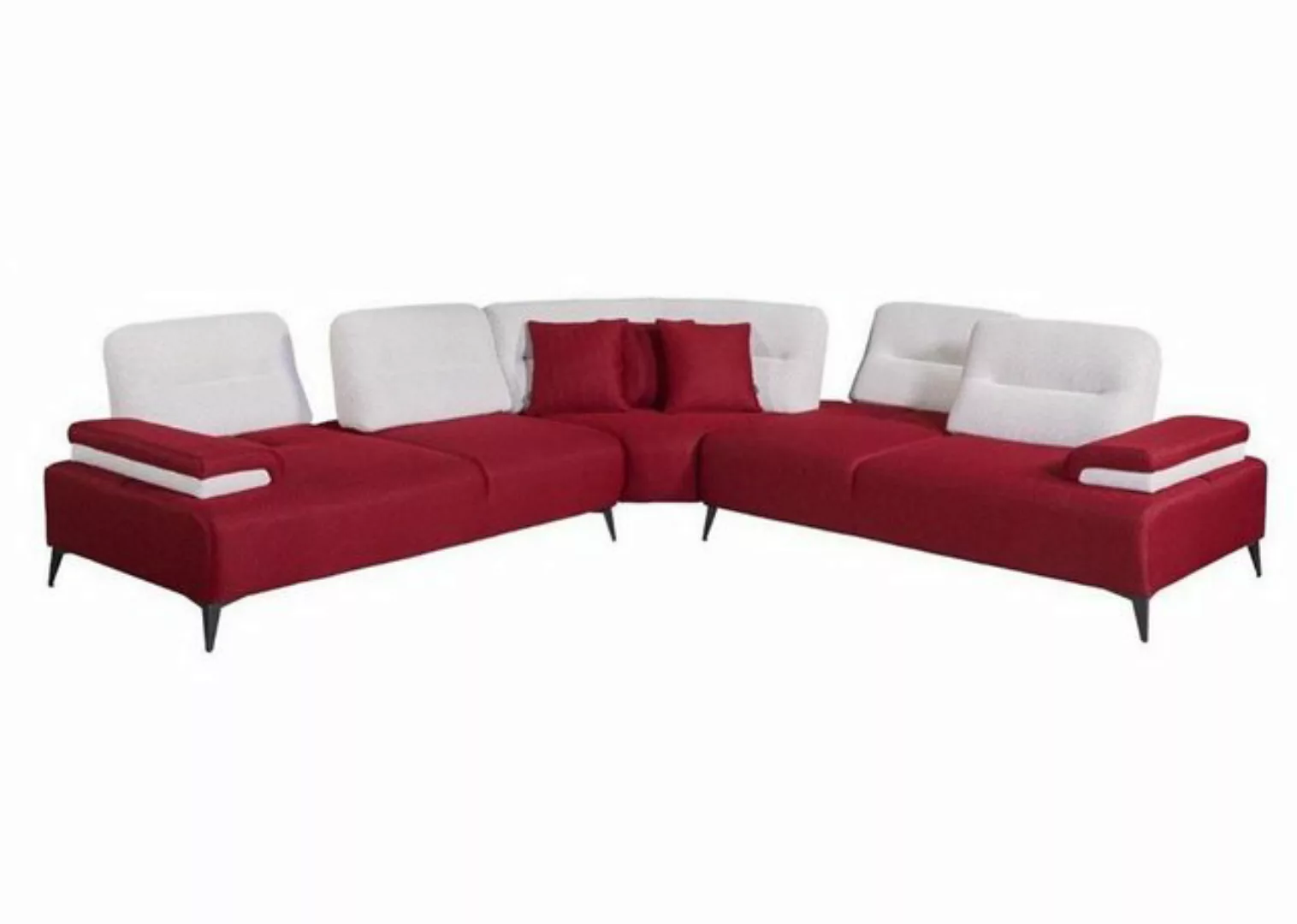 JVmoebel Ecksofa Rotes Ecksofa L-Form Couch Designer Wohnzimmer Holz Garnit günstig online kaufen