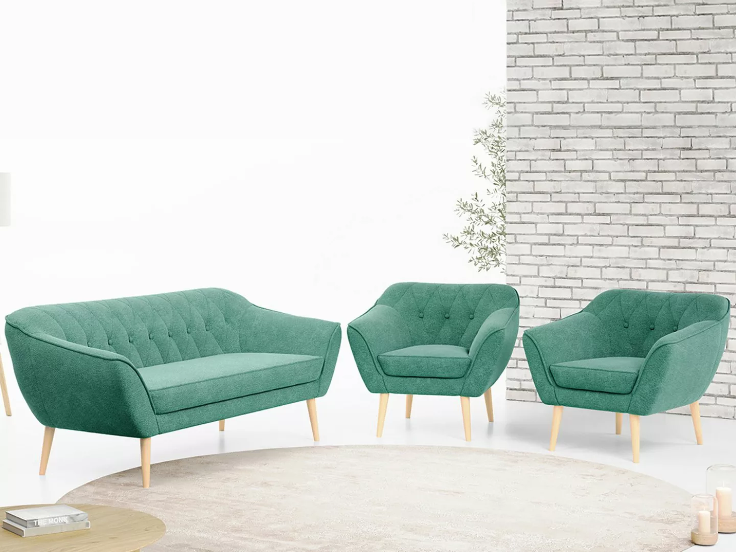 MKS MÖBEL Sofa PIRS 3 1 1, Set, Sofa, Sessel, T30-Schaum, Holzbeine, mit Re günstig online kaufen