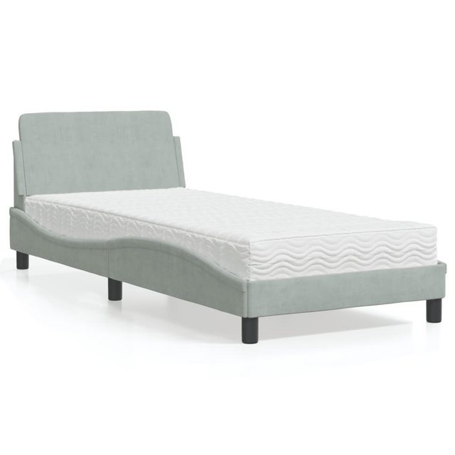 vidaXL Bett Bett mit Matratze Hellgrau 80x200 cm Samt günstig online kaufen