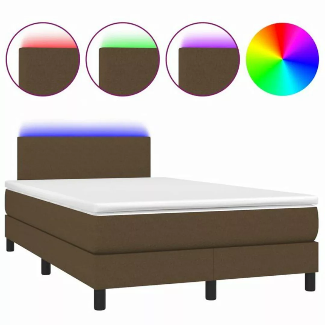 vidaXL Boxspringbett Boxspringbett mit Matratze LED Dunkelbraun 120x200 cm günstig online kaufen