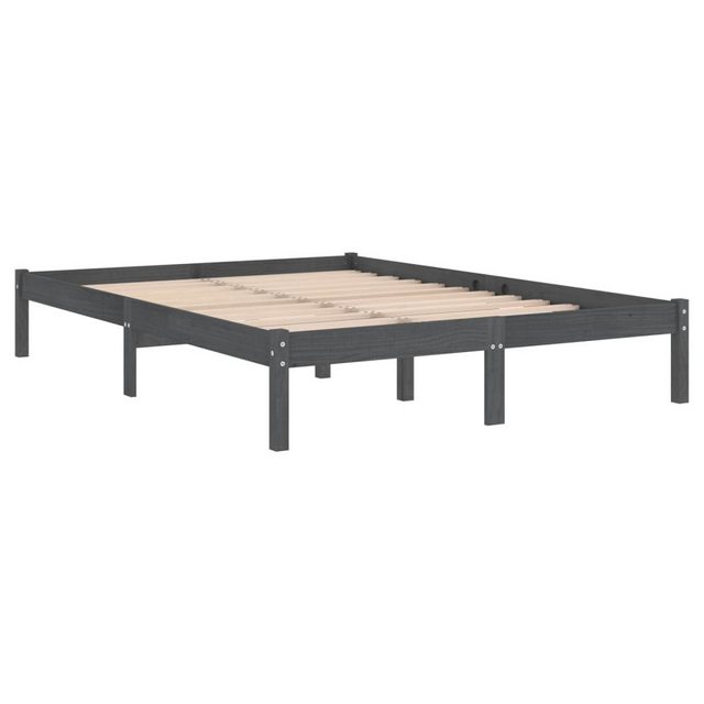 furnicato Bettgestell Massivholzbett Grau 135x190 cm (1-tlg) günstig online kaufen