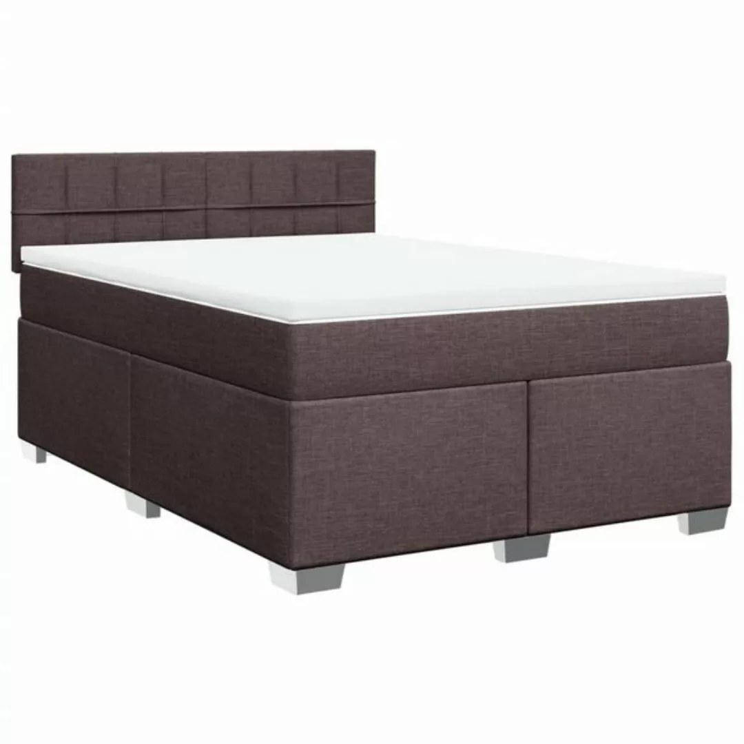 vidaXL Bett Boxspringbett mit Matratze Dunkelbraun 140x190 cm Stoff günstig online kaufen