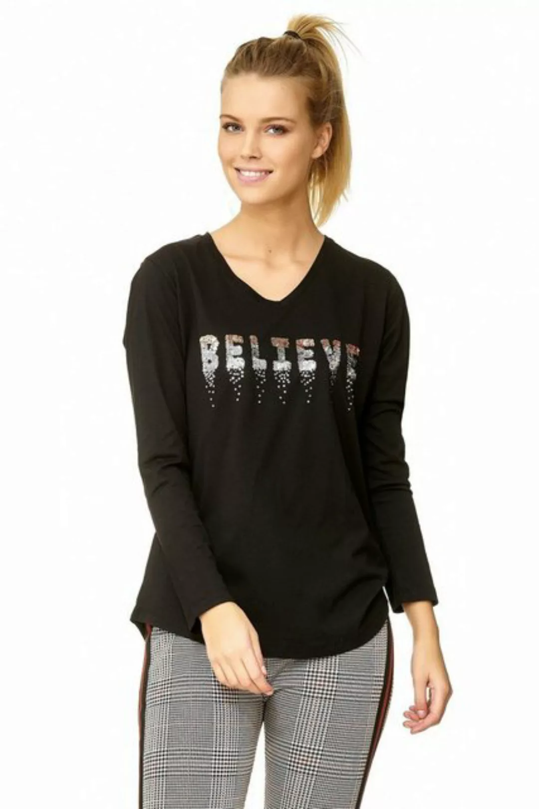 Decay Langarmshirt "Believe", mit Paillettenaufdruck günstig online kaufen