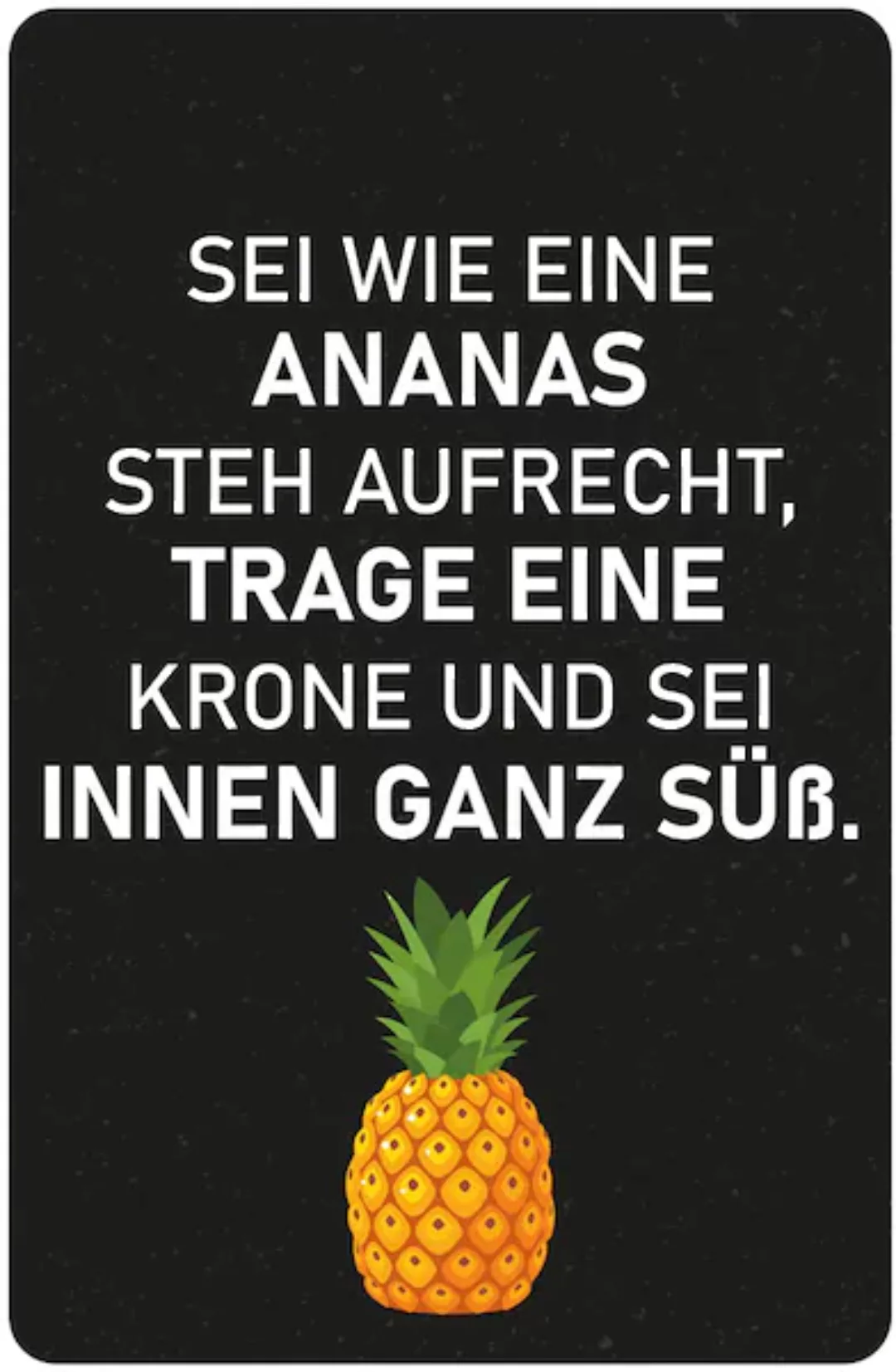 queence Metallbild "Ananas", Sprüche, (1 St.) günstig online kaufen
