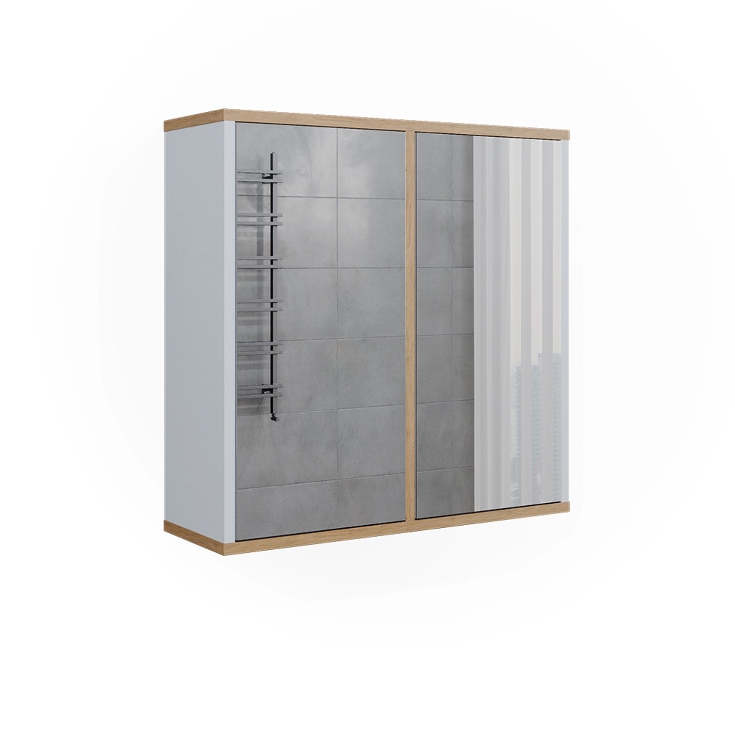Vicco Badspiegelschrank Didi Weiß/Artisan 60 x 60 cm mit Zwei Spiegeltüren günstig online kaufen
