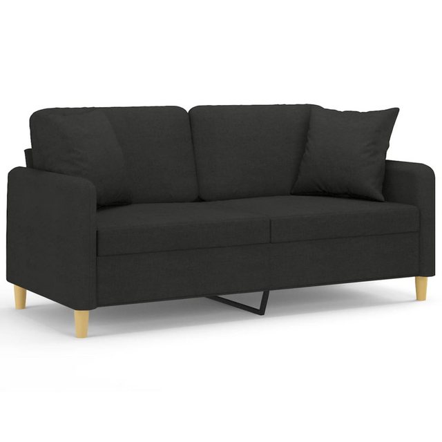 vidaXL Sofa, 2-Sitzer-Sofa mit Zierkissen Schwarz 140 cm Stoff günstig online kaufen