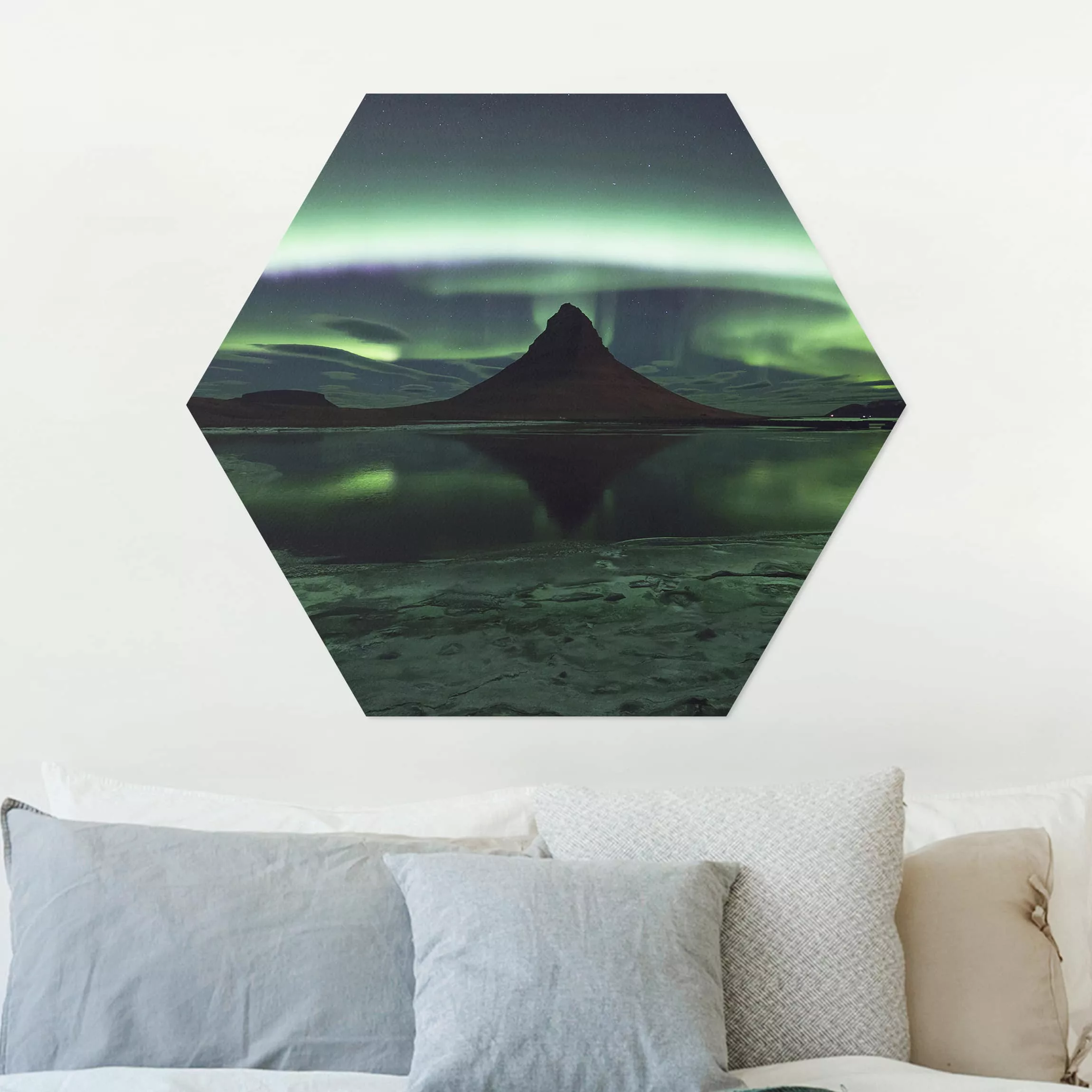 Hexagon-Alu-Dibond Bild Natur & Landschaft Polarlicht in Island günstig online kaufen