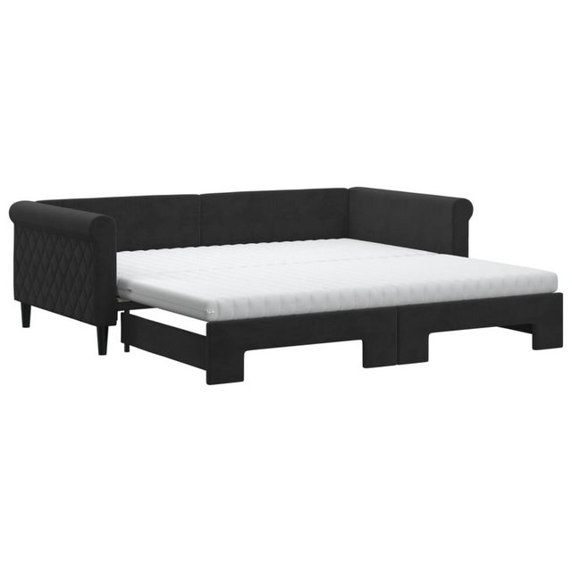 vidaXL Tagesbett Ausziehbar mit Matratzen Schwarz 100x200 cm Samt1882050 günstig online kaufen