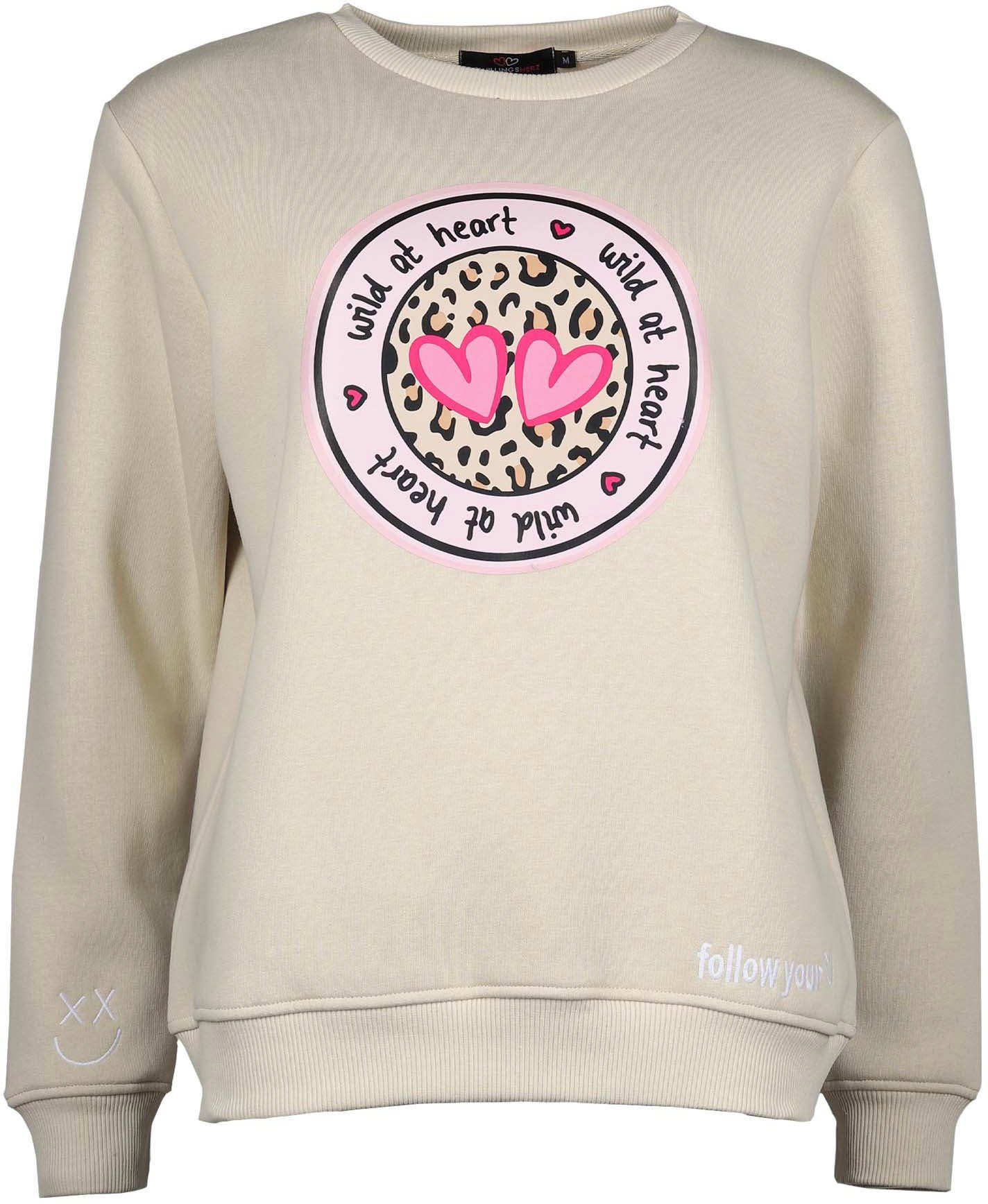 Zwillingsherz Sweatshirt Rundhalsausschnitt, Langarm, Baumwollmischung günstig online kaufen