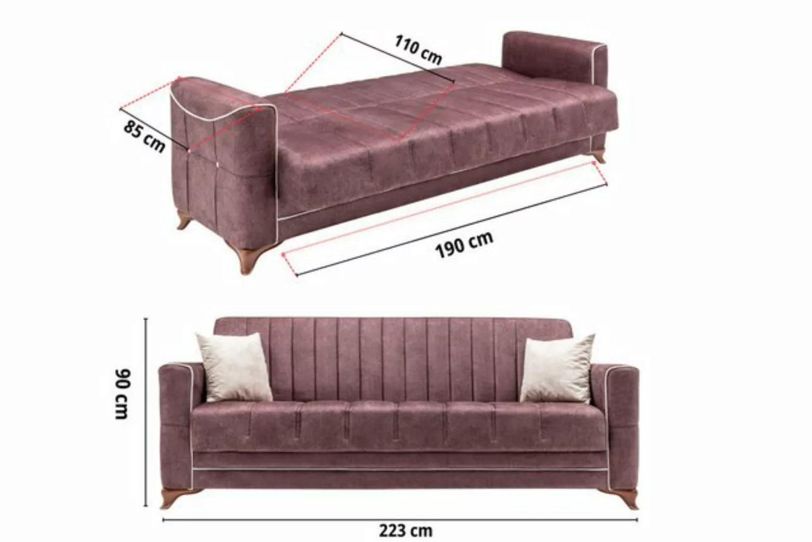 gowoll 3-Sitzer Sofa Bed mit Schlaffunktion und Stauraum Schlafsessel Gäste günstig online kaufen