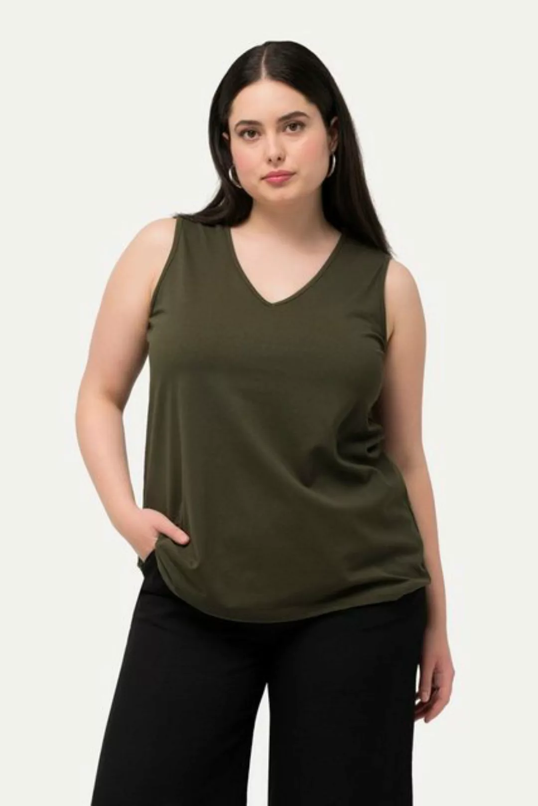 Ulla Popken Longtop Top Classic V-Ausschnitt ärmellos günstig online kaufen