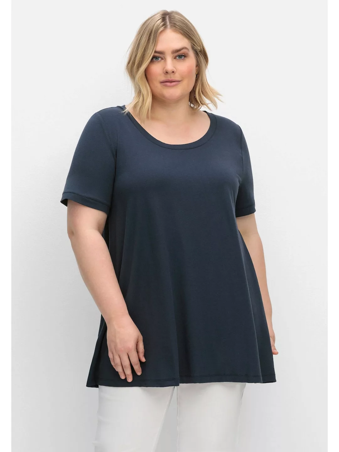 Sheego T-Shirt "Große Größen", mit Rückenteil aus luftigem Blusenstoff günstig online kaufen