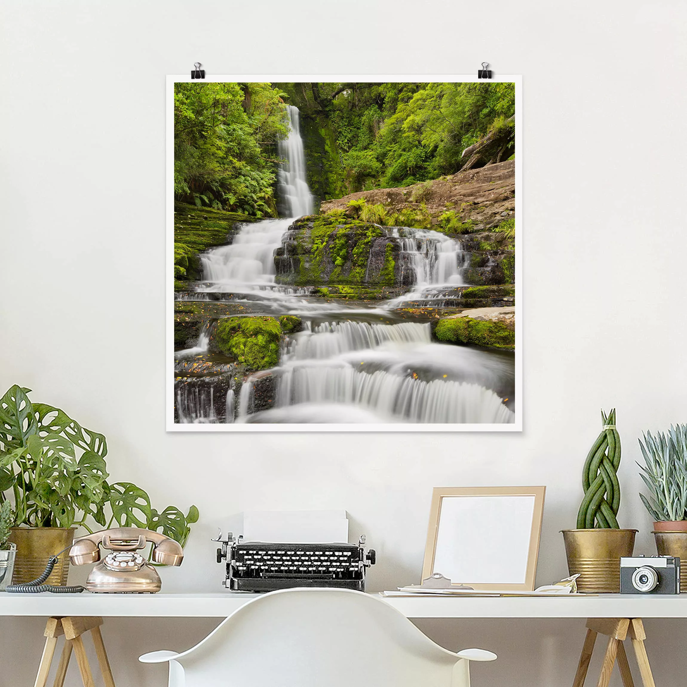 Poster Natur & Landschaft - Quadrat Upper McLean Falls in Neuseeland günstig online kaufen