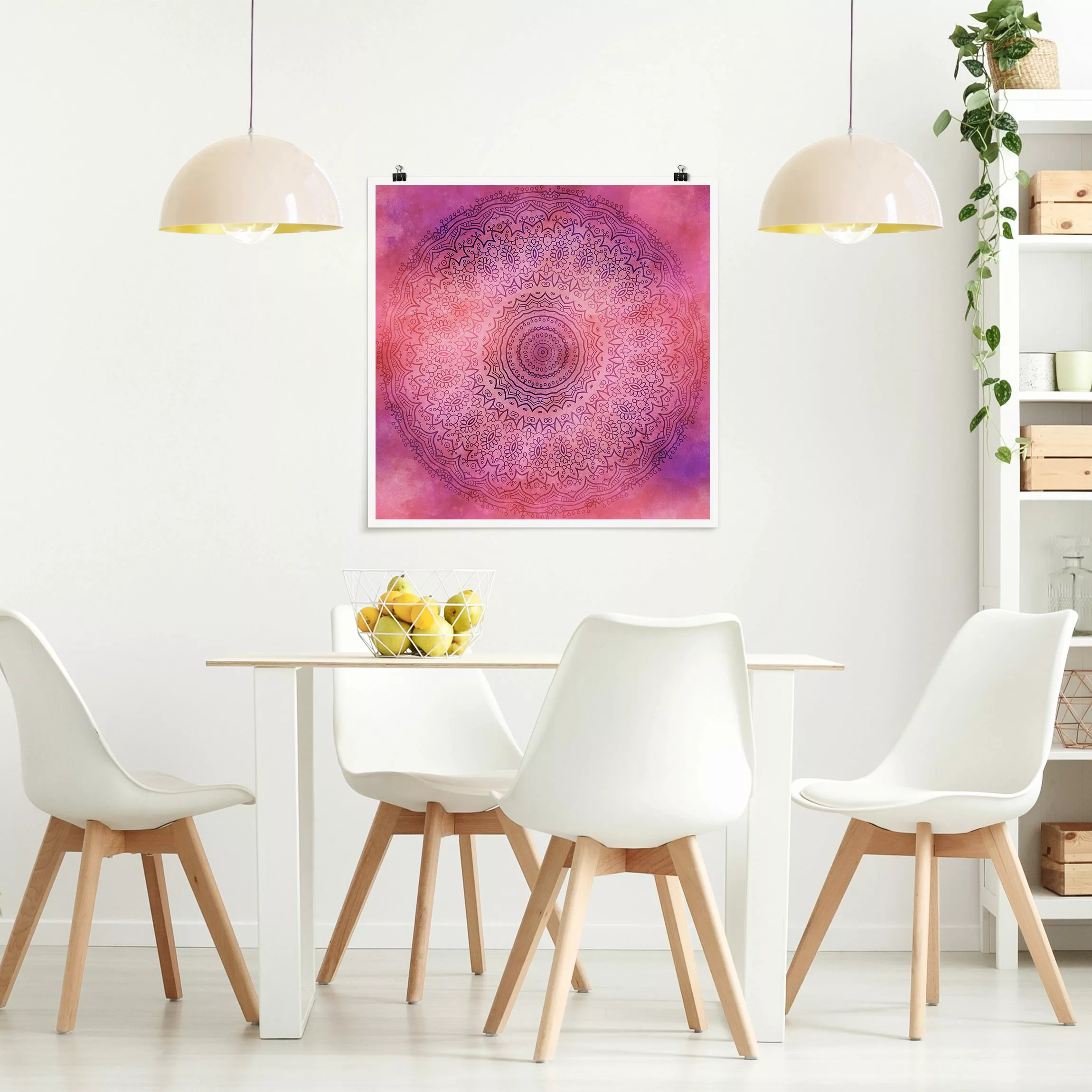 Poster Aquarell Mandala Pink Violett günstig online kaufen