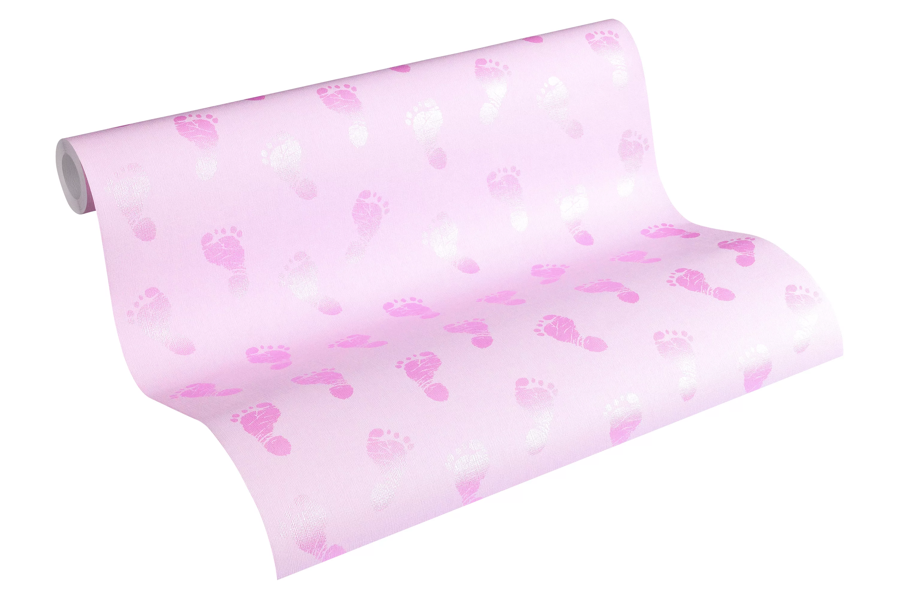 Bricoflor Baby Tapete für Mädchen Rosa Tapete mit Fußabdrücken in Pink Idea günstig online kaufen