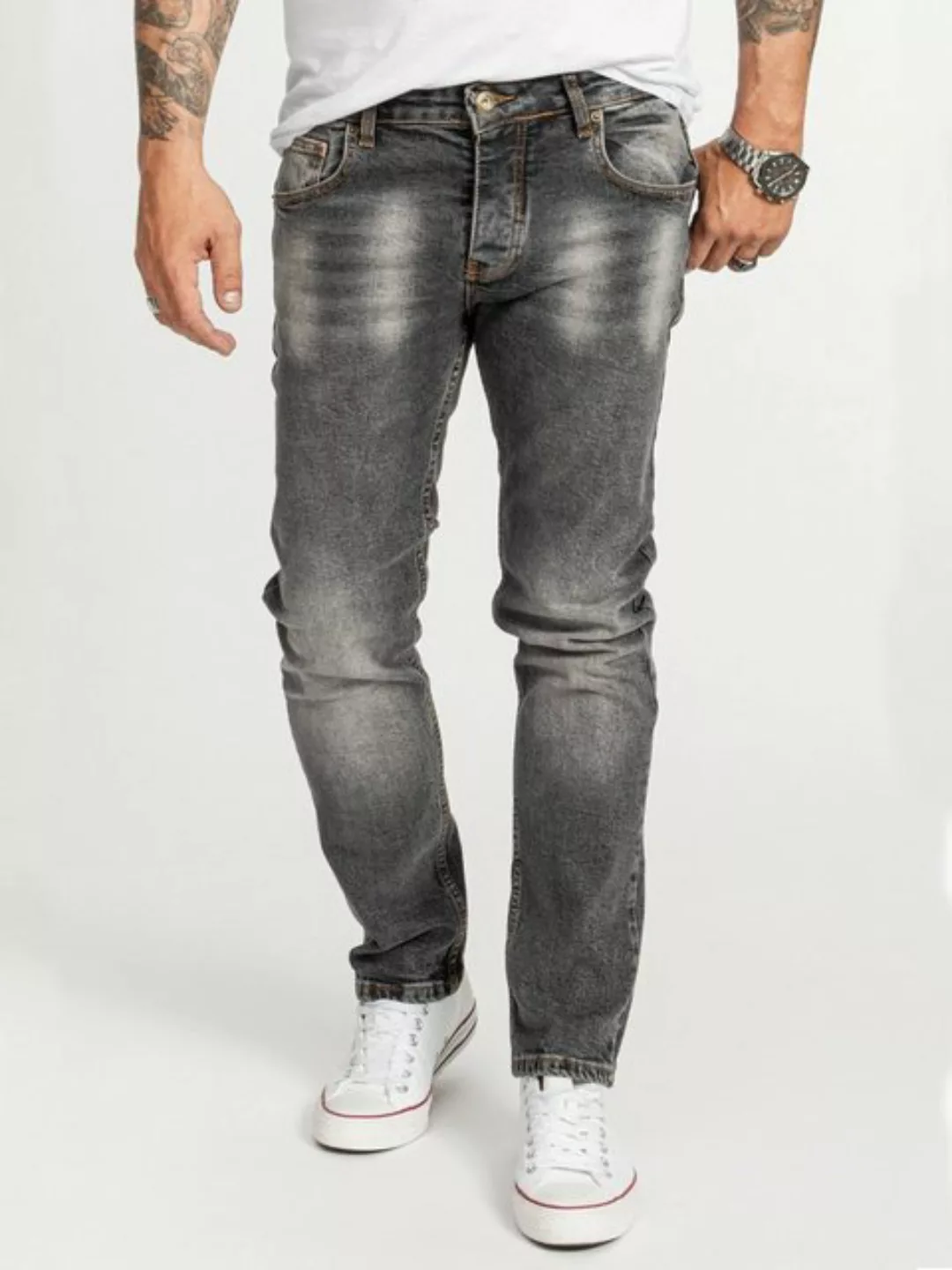 Rock Creek Regular-fit-Jeans Herren Jeans Stonewashed Dunkelgrau RC-2405 günstig online kaufen