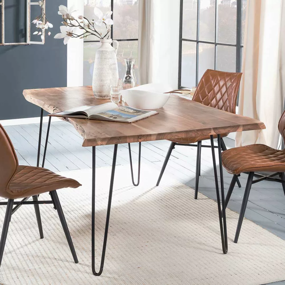 Baumkantentisch aus Akazie Massivholz 4-Fußgestell aus Metall günstig online kaufen