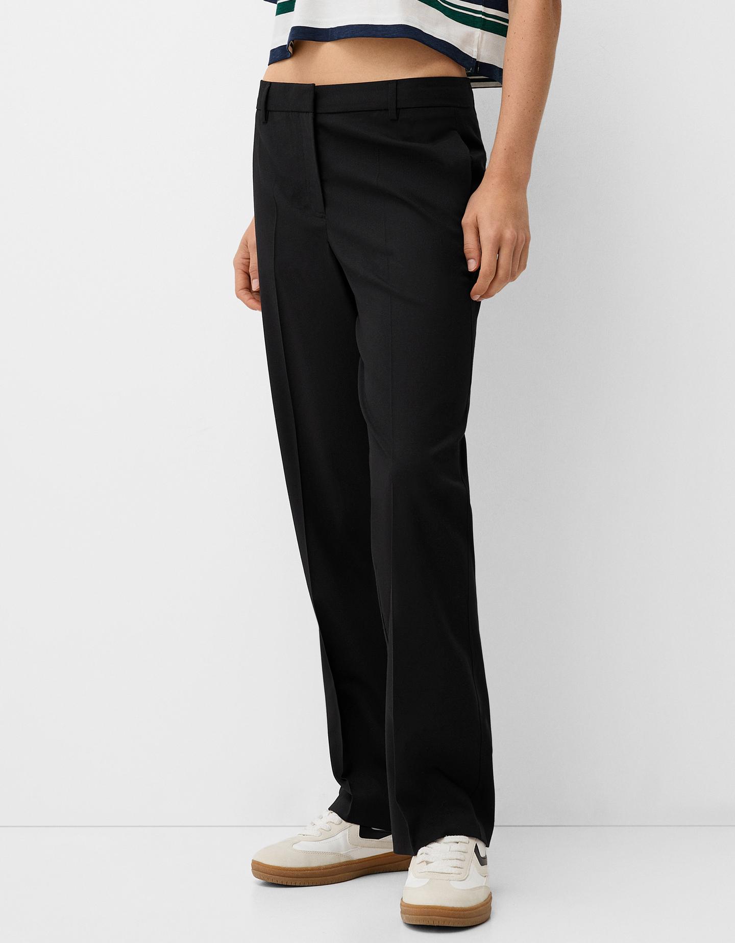 Bershka Tailoring-Straight-Hose Mit Tiefem Bund Damen 42 Schwarz günstig online kaufen